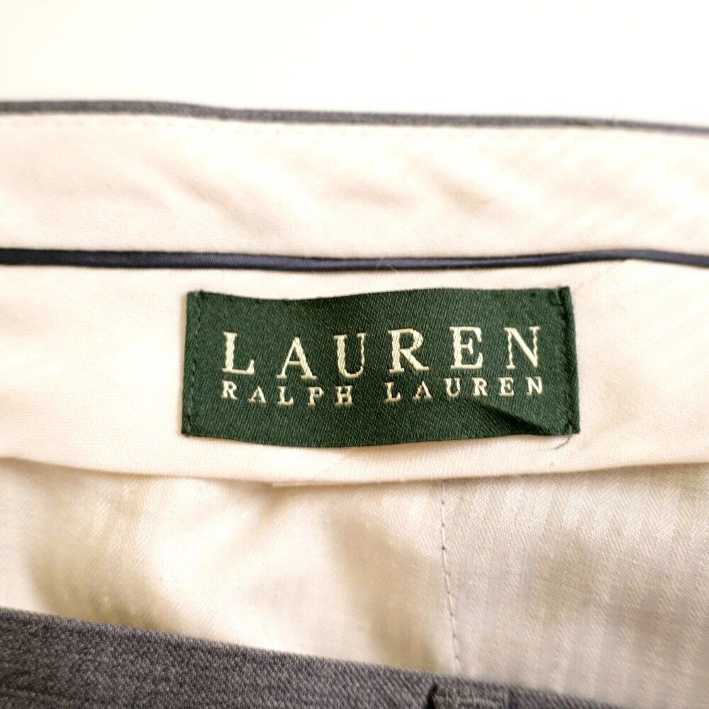 Lauren Ralph Lauren Gray Wool Pleated Cuffed Mid Rise Dress Pants 37/31 Lined Pa - Picture 5 of 7